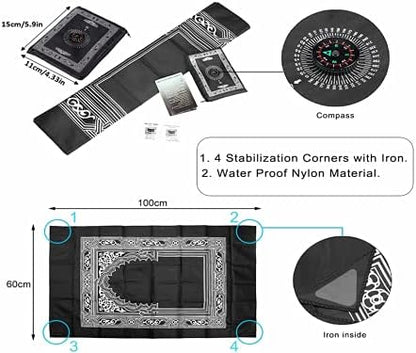 Tapis de Prière de Voyage Portables avec Boussole -