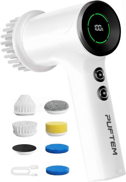 Brosse de douche électrique rotative sans fil avec 6 têtes de brosse