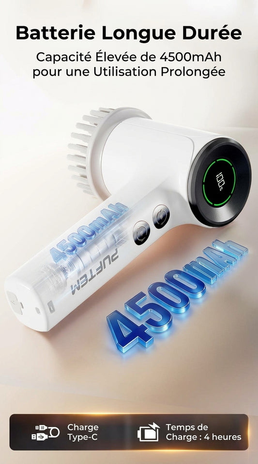 Brosse de douche électrique rotative sans fil avec 6 têtes de brosse