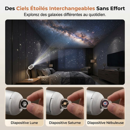 Mini projecteur Galaxy USB pour voiture, chambre, plafond – Lampe LED portable étoilée, aide au sommeil, veilleuse d'ambiance avec diapositives interchangeables